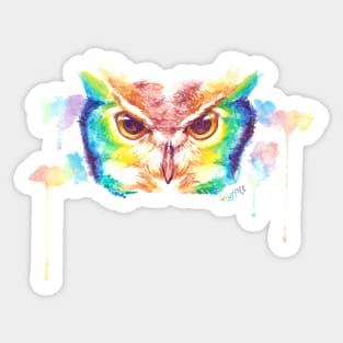 Rainbow Watercolor Owl Sticker